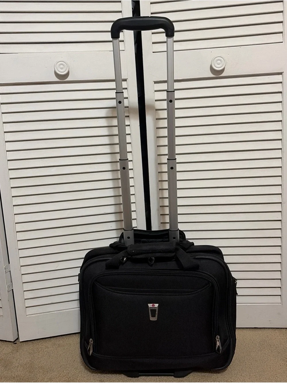 Professional Black Rolling Laptop Briefcase with Telescoping Handle